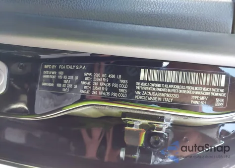 2021 Jeep Renegade Jeepster 4X4 из США, поврежденный, VIN ZACNJDAB5MPM32283